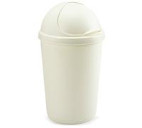 Plastic Bullet Bins 30L, 50L Waste Paper Recycle Dustbin Flap Lid Kitchen, Home,Office Rubbish Trash Baskets (Cream, 50L)