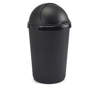 Plastic Bullet Bins 30L, 50L Waste Paper Recycle Dustbin Flap Lid Kitchen, Home,Office Rubbish Trash Baskets (Black, 50L)