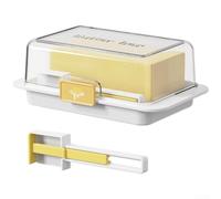Plastic Butter Plus Cheese Storage Container with Lid Built-in 1g-5g Measurement Grid Spacious 18.5 X 9.6 X 11 Cm Fridge Organizer for Freshness Simple Serving(White)