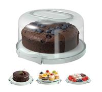 Plastic Cake Box with Lid, Portable Round Cake Container for 10 Inch Cake, Plastic Cake Containers with Collapsible Handle, Lid and Two Sided Base for Cookies, Nuts, Portable Cake Storage and Fruit