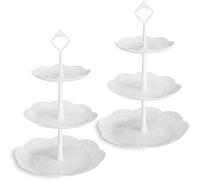 Plastic Cake Stand Party Tableware Party Food Server Display Set Dessert Stand Slate Serving Set (2 Round)