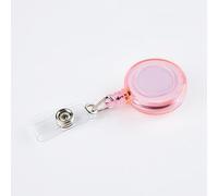 Plastic Card Holder Case Credit Cards Bank ID Card Transparent PVC Badge Card Clip(Pink)