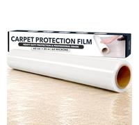 Plastic Carpet Protector Roll 60 x 2500 cm Clear Self-Adhesive Carpet Cover Protector, Durable Temporary Stair, Rug & Plastic Floor Protector Roll Tape to Shield Surfaces from Dirt & Spills, 60 Micron