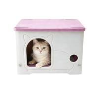 Plastic Cat House for Indoor and Outdoor, Stackable Feral Cat Shelter, PE Plastic, Cut-out Handles on 2 Sides Easy to Carry, Waterproof, Windproof and Sunproof, Accommodate 1-2 Cats
