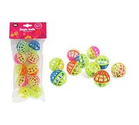 Plastic cat kitten play balls jingle bell assorted colours pack of 10 games trea