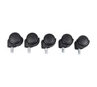 Plastic Chair Caster Wheels Set 5 Pack, Universal Replacement for Office | Swivel casters for hard floors, smooth rolling, 7mm stem diameter, black