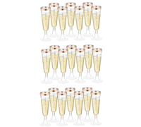 Plastic Champagne Flutes, 24PCS 160ml Plastic Prosecco Glasses, with Rose Gold Rim Reusable Champagne Glasses, for Weddings, Birthdays, PartiesPlastic Flutes