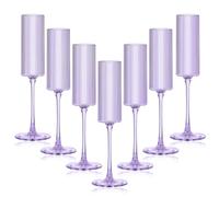 Plastic Champagne Flutes, 5.5 Oz Unbreakable Goblet Glasses Reusable Champagne Toasting Cups Set of 16 - Modern & Elegant for Wedding Party Anniversary Christmas Birthday (5.5oz-Ribbed-Purple-16pack)