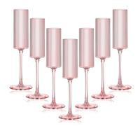 Plastic Champagne Flutes, 5.5 Oz Unbreakable Goblet Glasses Reusable Champagne Toasting Cups Set of 16 - Modern & Elegant for Wedding Party Anniversary Christmas Birthday (5.5oz-Ribbed-Pink-16pack)