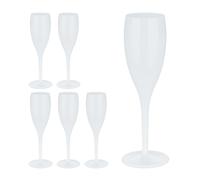 Plastic Champagne Flutes Set of 6 Party Cups Reusable Camping Party 100 ml White
