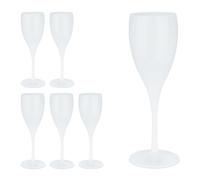 Plastic Champagne Flutes Set of 6 Party Cups Reusable Camping Party 140 ml White
