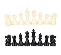 Plastic Chess Pieces, International Chess 32 Pieces Complete Chessmen Set Portable for for Beginners Chess Enthusiasts (Medium King height 64 mm)