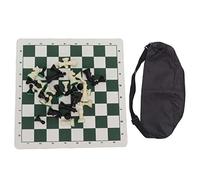 Plastic Chess Pieces Set with PU Imitation Leather Chessboard Durable International Chess Figures Toy for Family Travel Camping 32 Pieces 35x35cm