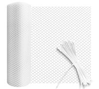 Plastic Chicken Wire Mesh Roll 3m Plastic Mesh Fencing Poultry Breeding Netting Garden Balcony Fence Mesh for Home Décor and Gardening, Temporary Fencing for Yard (40cm x 3m, White)