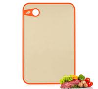 Plastic Chopping Board Set, 1 Pcs Plastic Cutting Boards for Kitchens, Non-Slip BPA Free Chopping Boards for Kitchens, with Juice Groove & Garlic Grinding Groove, for Meat Bread Vegetables (orange, S)