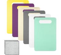 Plastic Chopping Board Set 6pcs, Flexible BPA-Free Coloured Cutting Boards with Hanging Hole, Non Slip Plastic Chopping Boards for Kitchens & Food Preparation