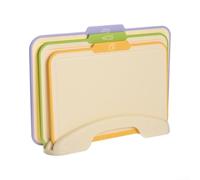 Plastic Chopping Board Set with Stand Reusable | Reusable PP/TPR material, sturdy base for storage, for versatile chopping and serving, easy to clean, space-saving design