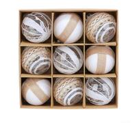 Plastic Christmas Ball Ornament Set 9 Pack Hanging Decorations for Xmas Tree Seasonal Use with Reliable Material and Decorative Patterns (R2-30 Style 6)