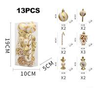 Plastic Christmas Ball Ornaments 13 Piece Set Featuring Festive Red Candy Canes, Glittered Lollipop & Pine Cone Styles Compatible with Xmas Tree Hanging(Gold)