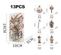 Plastic Christmas Ball Ornaments 13 Piece Set Featuring Festive Red Candy Canes, Glittered Lollipop & Pine Cone Styles Compatible with Xmas Tree Hanging(Pine Cone)