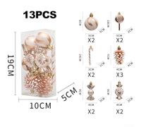 Plastic Christmas Ball Ornaments 13 Piece Set Featuring Festive Red Candy Canes, Glittered Lollipop & Pine Cone Styles Compatible with Xmas Tree Hanging(Champagne1)