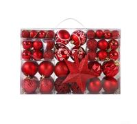 Plastic Christmas Baubles 102 PCS Red Gold Finish(Red) | Shatterproof plastic, electroplated finish, vibrant red gold, intricate hollow patterns, long-lasting use