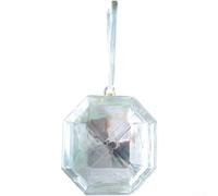 Plastic Christmas Ornaments with Glitter Gems in Square and Round Hanging Designs, Decorations for Christmas Tree and Seasonal Use (Gem Silver)