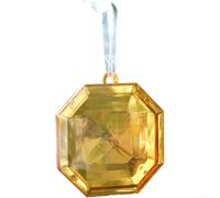 Plastic Christmas Ornaments with Glitter Gems in Square and Round Hanging Designs, Decorations for Christmas Tree and Seasonal Use (Gemstone Gold)