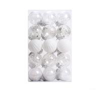 Plastic Christmas Tree Balls 6cm Shatterproof 30pcs Set(White)