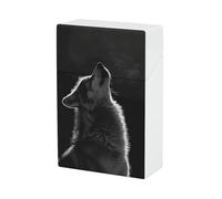 Plastic Cigarette Case Wolf Facing The Moon Waterproof Cigarette Packing Box Crushproof Hard Cigarette Holder Case Portable Cigarette Pack Novelty Gifts for Men Women
