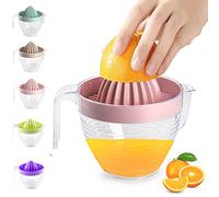 Plastic Citrus Lemon Orange Juicer Plastic Manual Hand Squeezer Fruit Juicer for Lime Fresh, Water Melon, Strawberry, Blueberry, Grapes Healthy Juice (Pink with Transparent Jug)