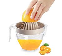 Plastic Citrus Lemon Orange Juicer Plastic Manual Hand Squeezer Fruit Juicer for Lime Fresh, Water Melon, Strawberry, Blueberry, Grapes Healthy Juice (Taupe with Transparent Jug)