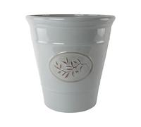 Plastic Classic Olive Grey Planters, Saucers, Trough and Wall Plant Pot Long Lasting Flower Garden Indoor Outdoor Planter Cover Weather, Frost Proof Glossy Effect (23cm Planter Round)