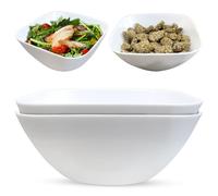 Plastic Classic Serving Bowl Dish Tray for Cereal Curry Pasta Xmas Party Dessert Snack Picnic, Stackable, Reusable Tableware Bowls (2 x 1.15l Bowls (White)