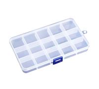 Plastic Clear Parts Storage Box POWERTOOL 1Pcs PP Organizer Box for Earrings, Jewellery Making Tool, Beads and Small Accessories (15Grids)