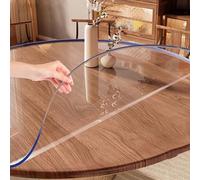 Plastic Clear Table Cover Round 135cm, Crystal Table Protector, Wipeable Vinyl Table Cloth Mat Pad, Thick Transparent Tablecloth Protectors for Dining Table, Parties & Camping