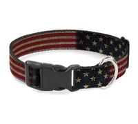 Plastic Clip Collar Vintage US Flag Stretch Large 15-24" (US IMPORT)