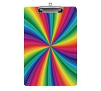 Plastic Clipboard, 12.5x8.5 in Hardboard A4 Paper Size PVC Writing Board Low Profile for Office Work 12.5" x 9" Print Rainbow Colored Swirl Twisting Background