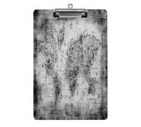 Plastic Clipboard, 12.5x8.5 in Hardboard A4 Paper Size PVC Writing Board Low Profile for Office Work 12.5" x 9" Print Ancient Map of The World Black White
