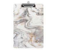 Plastic Clipboard, PVC Writing Board Hardboard Low Profile A4 Paper Size 12.5x8.5 in for Work Office 12.5" x 9" Print Marble Grey White Marbling Stone Liquid Art Paint