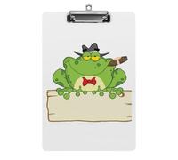 Plastic Clipboard, PVC Writing Board Hardboard Low Profile A4 Paper Size 12.5x8.5 in for Work Office 12.5" x 9" Print Happy Green Frogs Cartoon Characters Set on White