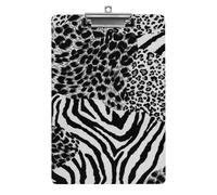 Plastic Clipboard, PVC Writing Board Hardboard Low Profile A4 Paper Size 12.5x8.5 in for Work Office 12.5" x 9" Print Tiger Print Zebra Skin Leopard Texture Animal Skin