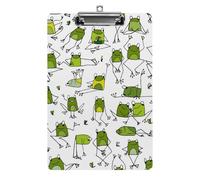 Plastic Clipboard, PVC Writing Board Hardboard Low Profile A4 Paper Size 12.5x8.5 in for Work Office 12.5" x 9" Print Green Frogs Seamless on White