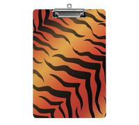 Plastic Clipboard, PVC Writing Board Hardboard Low Profile A4 Paper Size 12.5x8.5 in for Work Office 12.5" x 9" Print Tiger Skin Animal Texture