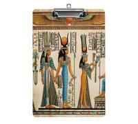 Plastic Clipboard, PVC Writing Board Hardboard Low Profile A4 Paper Size 12.5x8.5 in for Work Office 12.5" x 9" Print Old Egyptian Papyrus and Hieroglyph Retro Vintage Style