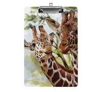 Plastic Clipboard, PVC Writing Board Hardboard Low Profile A4 Paper Size 12.5x8.5 in for Work Office 12.5" x 9" Print Two Giraffes Love