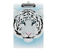 Plastic Clipboard, PVC Writing Board Hardboard Low Profile A4 Paper Size 12.5x8.5 in for Work Office 12.5" x 9" Print White Tiger Face on White