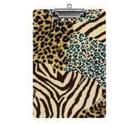 Plastic Clipboard, PVC Writing Board Hardboard Low Profile A4 Paper Size 12.5x8.5 in for Work Office 12.5" x 9" Print Tiger Print Zebra Skin Leopard Texture Animal Skin