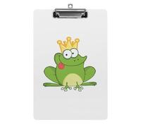 Plastic Clipboard, PVC Writing Board Hardboard Low Profile A4 Paper Size 12.5x8.5 in for Work Office 12.5" x 9" Print Happy Green Frogs Cartoon Characters Set on White
