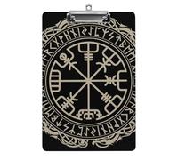 Plastic Clipboard, PVC Writing Board Hardboard Low Profile A4 Paper Size 12.5x8.5 in for Work Office 12.5" x 9" Print Magical Runic Compass On Black